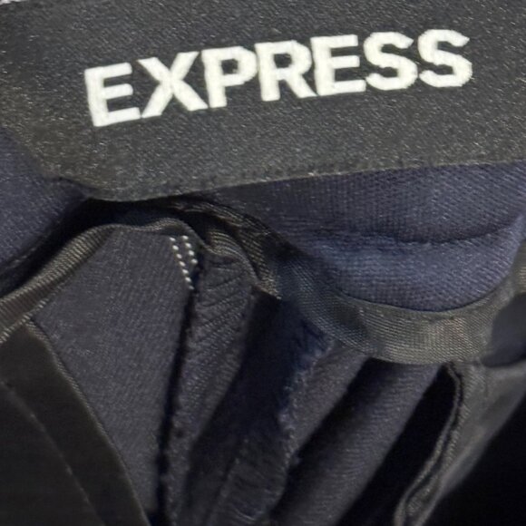 Express Columnist Barely Boot Mid Rise Pants 10R Navy Pinstripe - Picture 3 of 12